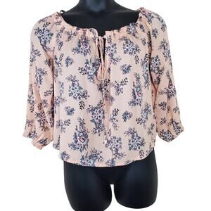 CHARLOTTE RUSSE Muted Pink Floral Boho Blouse | Medium